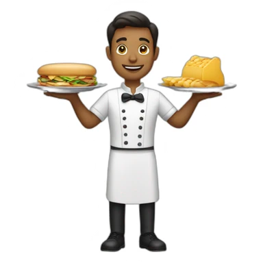 waiter carries food sticker