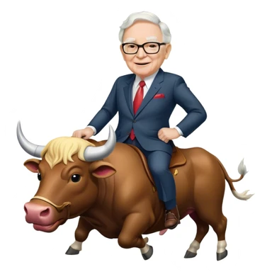 happy Warren Buffet riding bull sticker