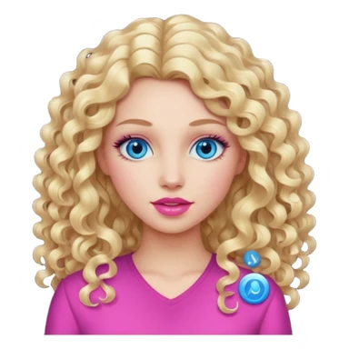 açık tenli  uzun kıvırcık sarı saçlı mavi gözlü   dudak rengi pembe yetişkin kadın yüz   sticker