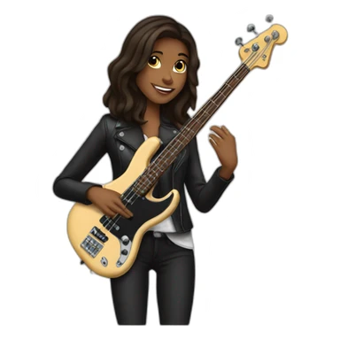 Brunette playing bass sticker