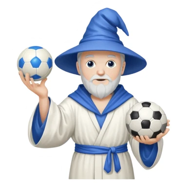 create white wizard with blue football ball sticker