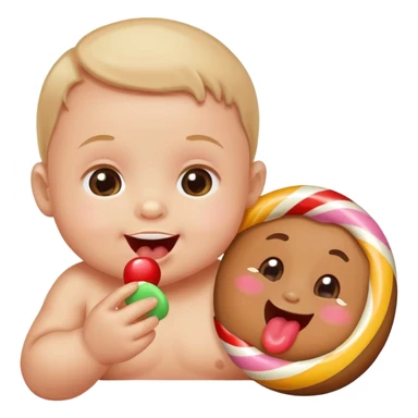 baby with candy sticker