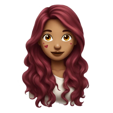 Beautiful tattooed  burgundy long haired woman blushing sticker