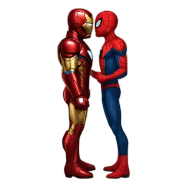 Iron Man kissing spiderman sticker