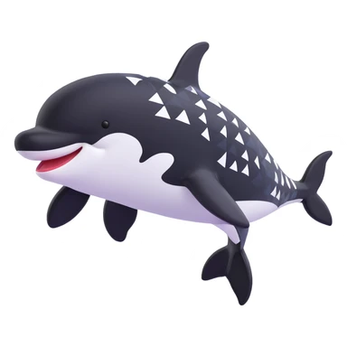 Change all blue parts of the orca to black, keeping the 3D emoji style and the rest of the colors unchanged. sticker