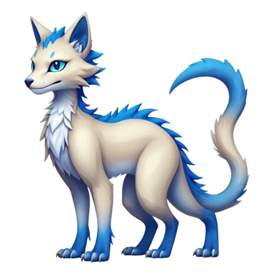 Kawaii dark cool edgy fantasy ethereal feline-vernid-sergal-fursona animal creature with a tufted tail full body sticker