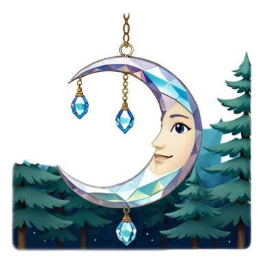 Hanging crystal crescent moon suncatcher  sticker