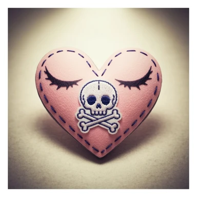 cute emo heart with a stitched patch sticker