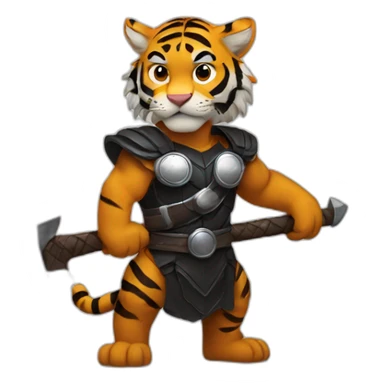 Tiger holding Thor's axe  sticker