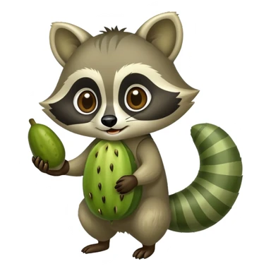 Green raccoon with pickle tail  sticker