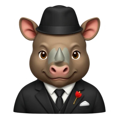 black suited rhino with fes hat sticker
