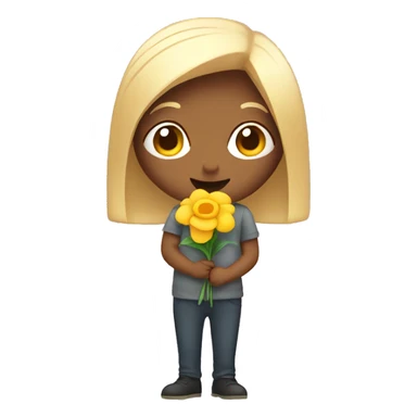 shy holding flower sticker