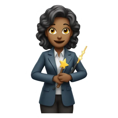 a female teacher holds a magic wand in her hand sticker