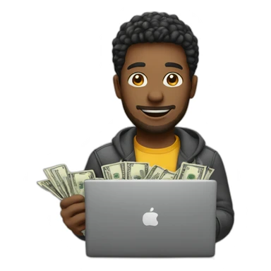 man with laptop and cash sticker