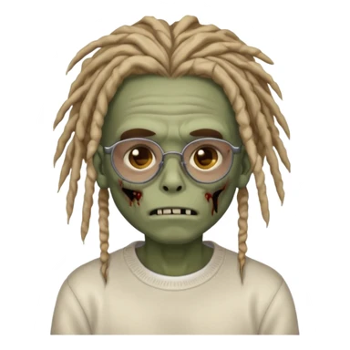 Zombie boy with dread locks that go to his cheeks and they are covering his eyes kind of with glasses and plain white sweater sticker