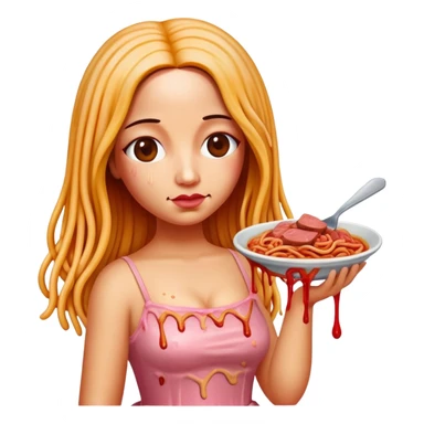  SPAM meat melted pink dripping sauce spaghetti dress monalisa portrait sticker