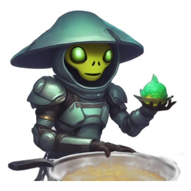let him cook alien emoji scifi roguelike rpg style inspired by slay the spire digital art sticker