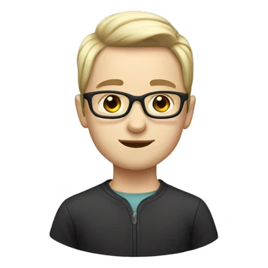 A boy with white skin and straight hair wearing glasses sticker