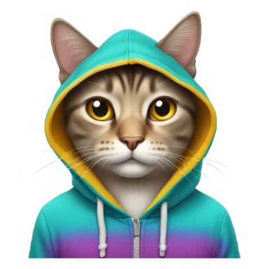 Cat wearing hoodie sticker