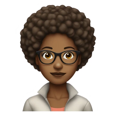 brownskin black girl with afro and glasses sticker