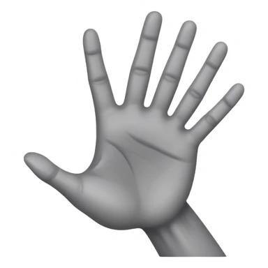 front angle view of a grey colored arm and 5 fingered hand reaching out sticker