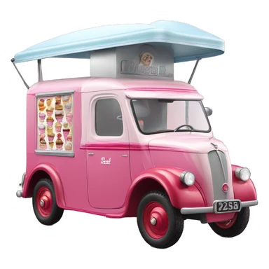 Barbie ice cream van ,1935 fiat ,pearl red sticker