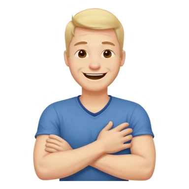 Arms cross holding neck laughing guy sticker