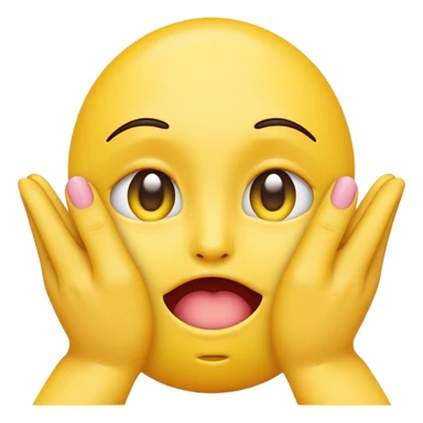 A yellow emoji with eyes that’s blushing with hands covering its face sticker