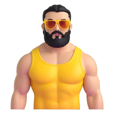 muscular man with black beard wearing yellow sunglasses sticker