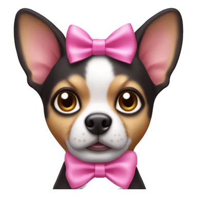 A chichuhua dog with a pink bow on its head sticker