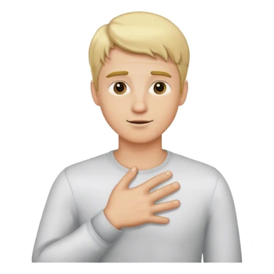a blonde man put his  hand to the left of his chest sticker