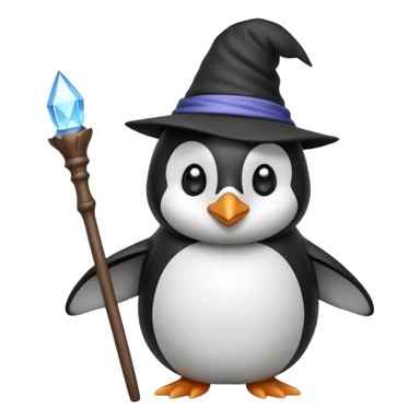 penguin wizard holding a wand sticker