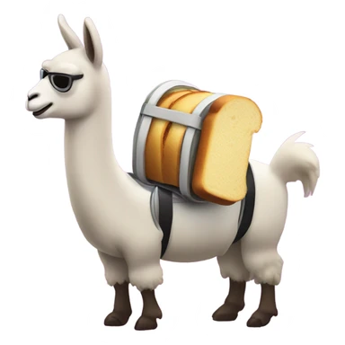 Llama with jet pack eating garlic bread sticker