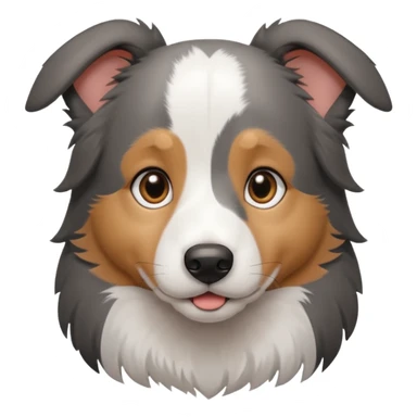 puppy dog, half border collie, gray fur, brown eyes sticker
