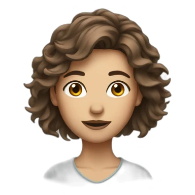 Messy brown hair woman sticker