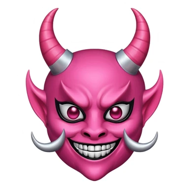 A pink girly oni mask with devil horns  sticker