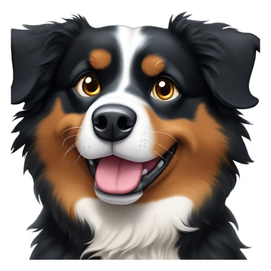 happy bernese mountain dog / australian shepherd mix (blue eyes) sticker