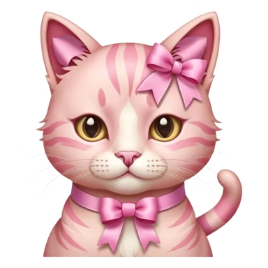 A cute pink cat wearing lots of ribbons sticker