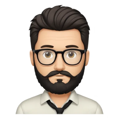 یه پسر سفید پوست با ریش مشکی و مدل موی جذاب که موهاش رو به بالاهست و عینک زده sticker