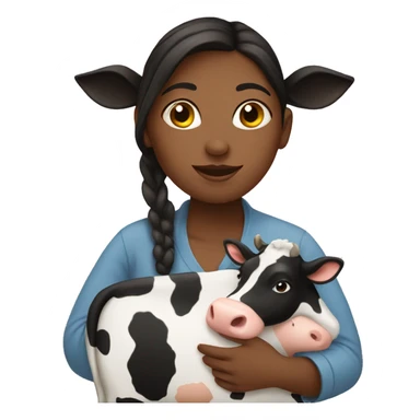 Girl holding a cow sticker
