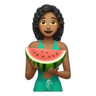 Karima eating An water melon sticker