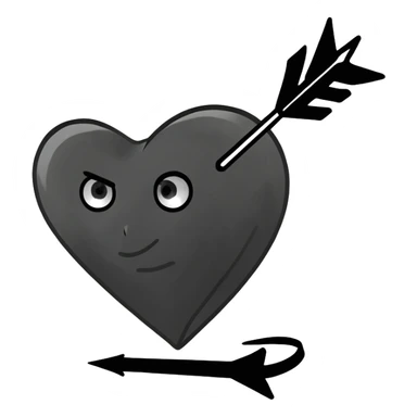 Plain black outlined heart with a black arrow going through it  sticker