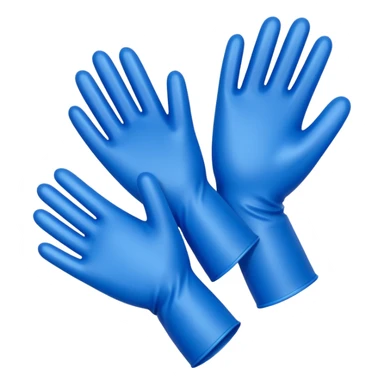 Blue latex glove being snapeed on sticker