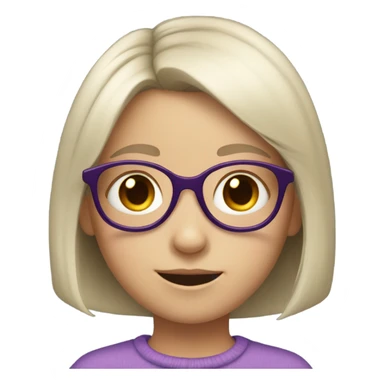 extra pale little girl in purple glasses and dark hair sticker