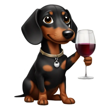Black with brown spots Dachshund holding a glass of wine  sticker