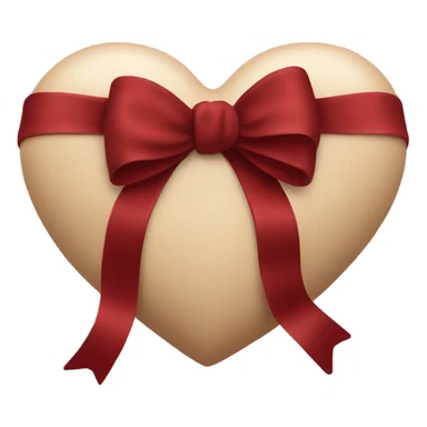 Beige heart with dark red bow sticker