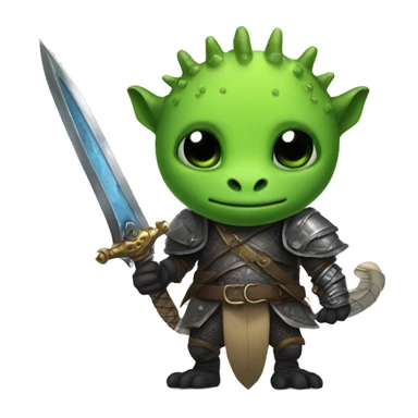 a gecko as a deathknight with an two handed sword sticker
