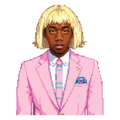 Tyler the Creator in pink IGOR suit with blonde wig sticker