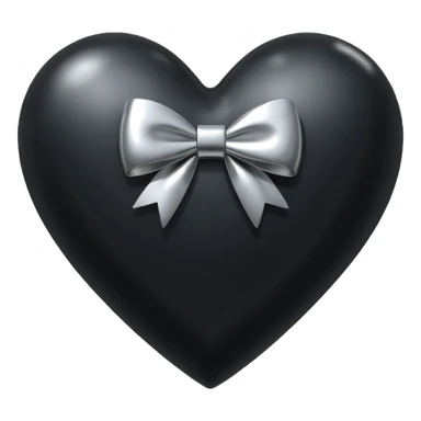 black heart with a silver bow sticker