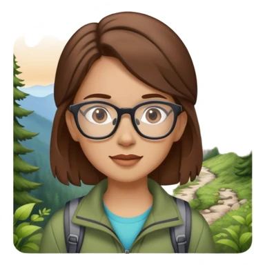 Girl with brown hair and glasses hiking  sticker